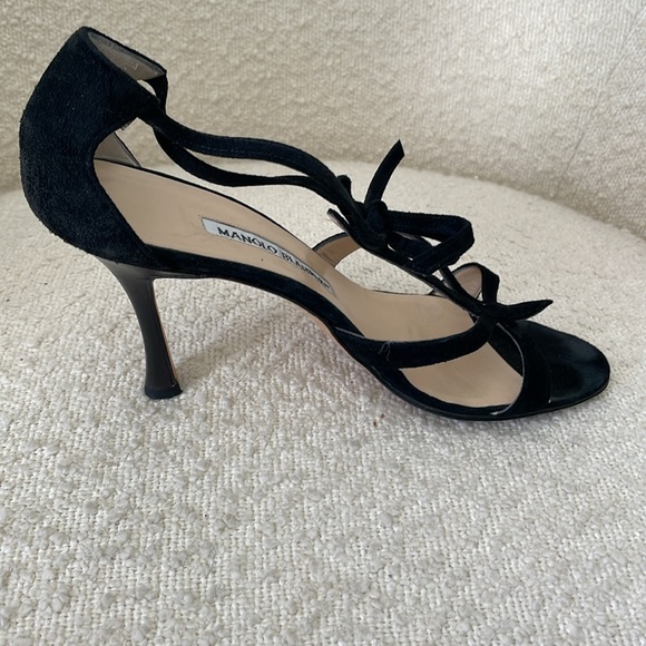 Manolo Blahnik black suede strappy heels - Picture 10 of 11